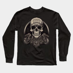 Skull Retro Motorcycle Vintage Long Sleeve T-Shirt